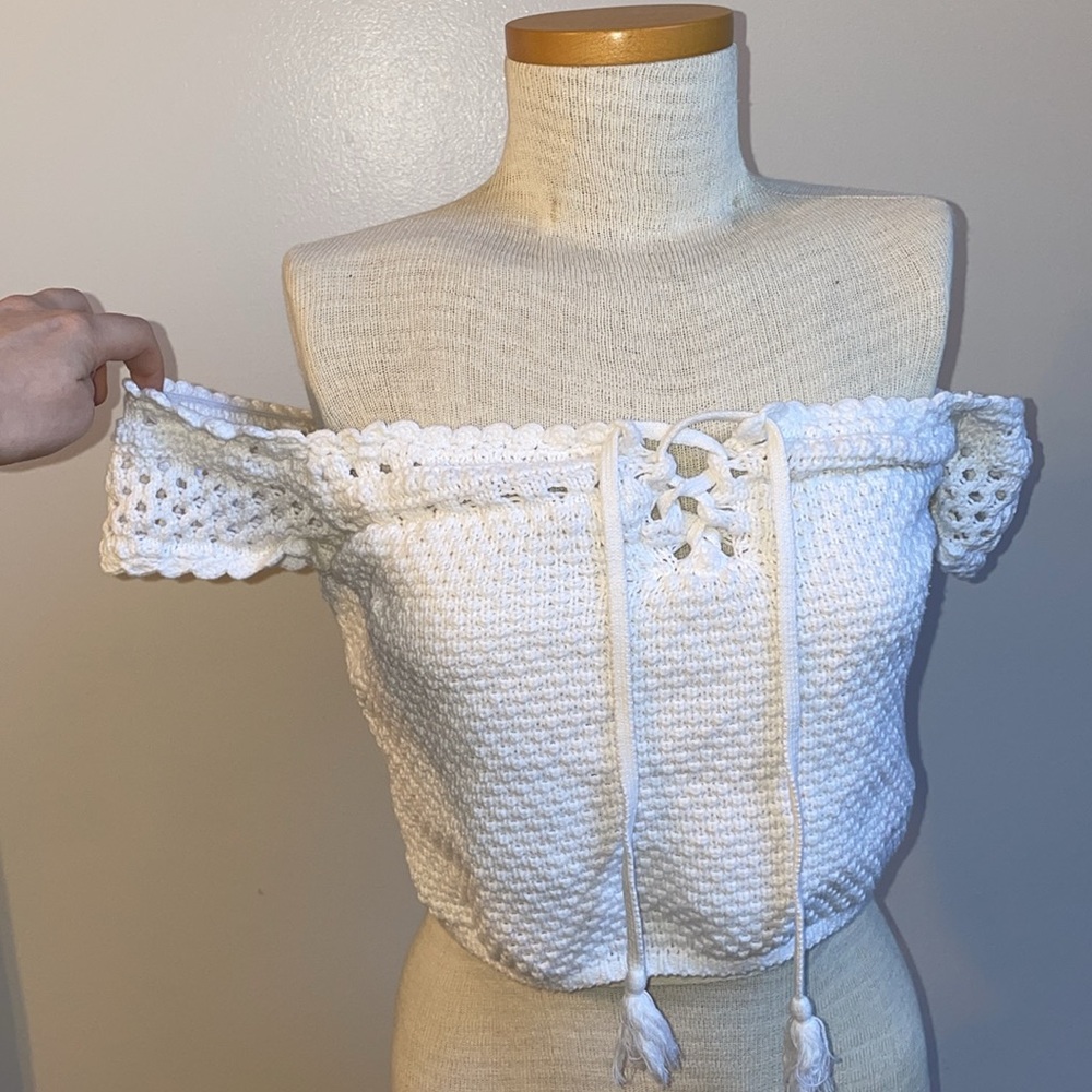 Hollister crochet off the shoulder top size large